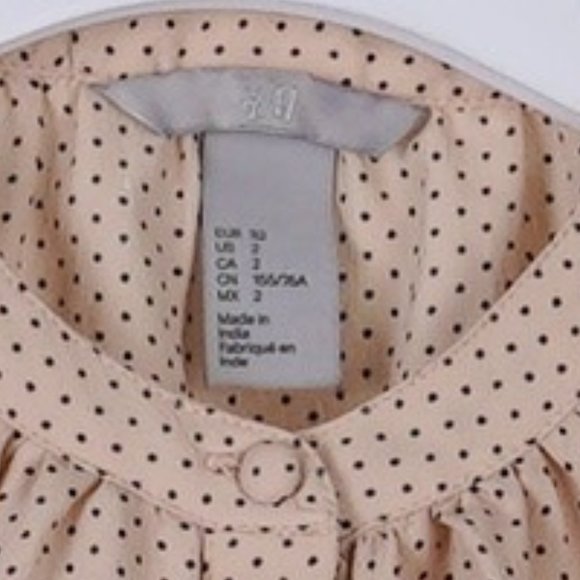 H & M Women's Long Sleeve Polka Dot Blouse In Pink Size 2 - Picture 5 of 5